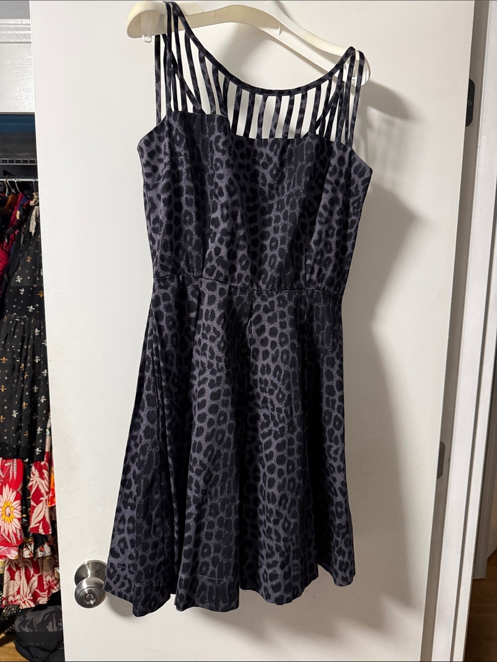 Trashy Diva Black and Charcoal Leopard Print Strappy Fit & Flare Dress